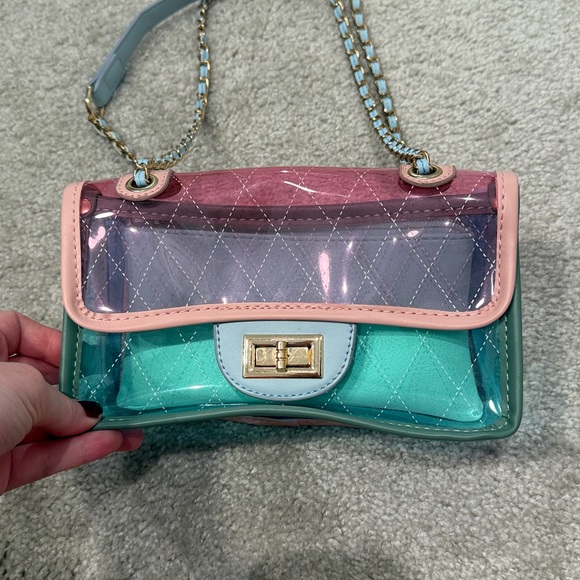 Amazon multi color PVC turn lock shoulder bag - Picture 2 of 3